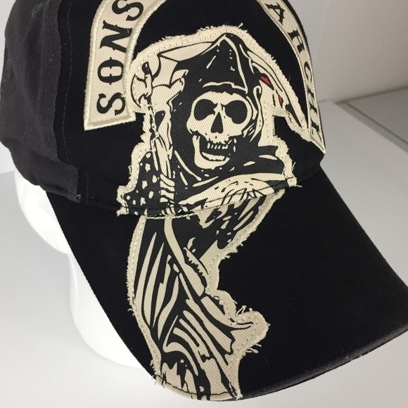 Sons of Anarchy Ballcap Black One Size Adjustable Clip Strap Hat - Picture 2 of 10